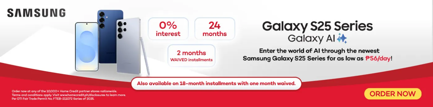 Banner showing Samsung Galaxy S25 now available at Shoppingmall.